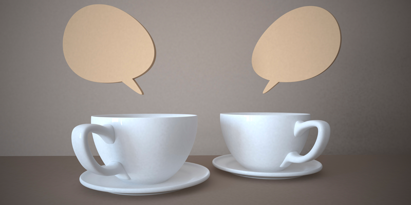 對話框浮在兩杯茶上方